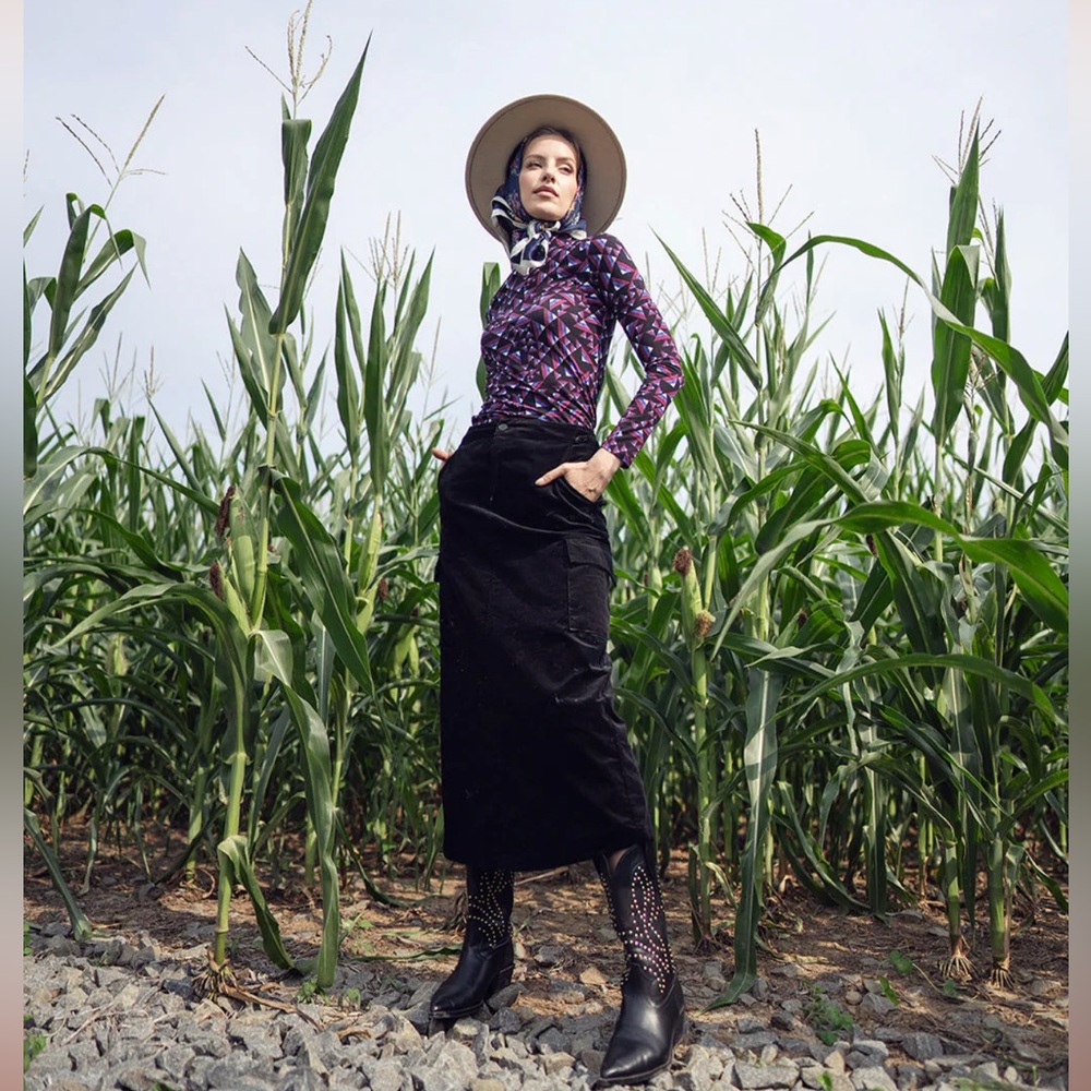 Bliss Cargo Skirt Black Corduroy